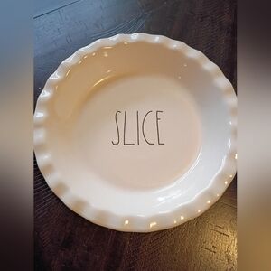 Rae Dunn Cream Serveware Elegant Dining Collection SLICE Pie Plate.